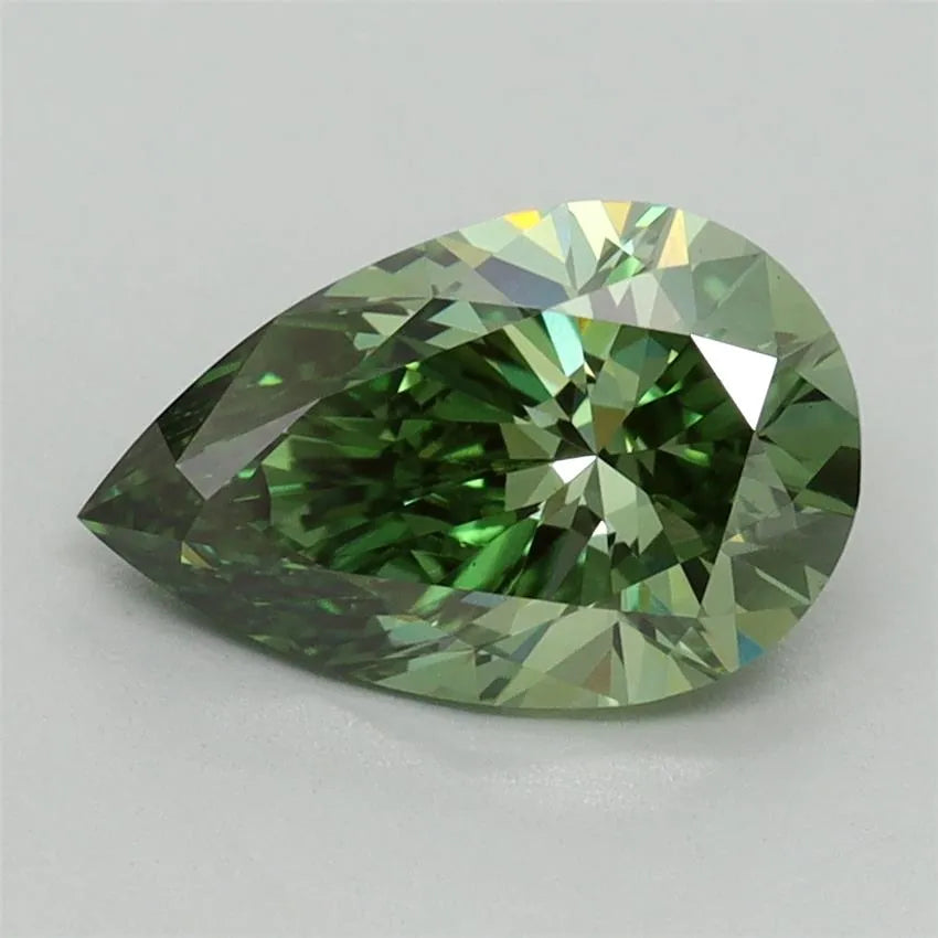 1.67ct Pear Lab Grown Diamond (Colour Fancy Vivid Green, Clarity VVS2, IGI Certified)
