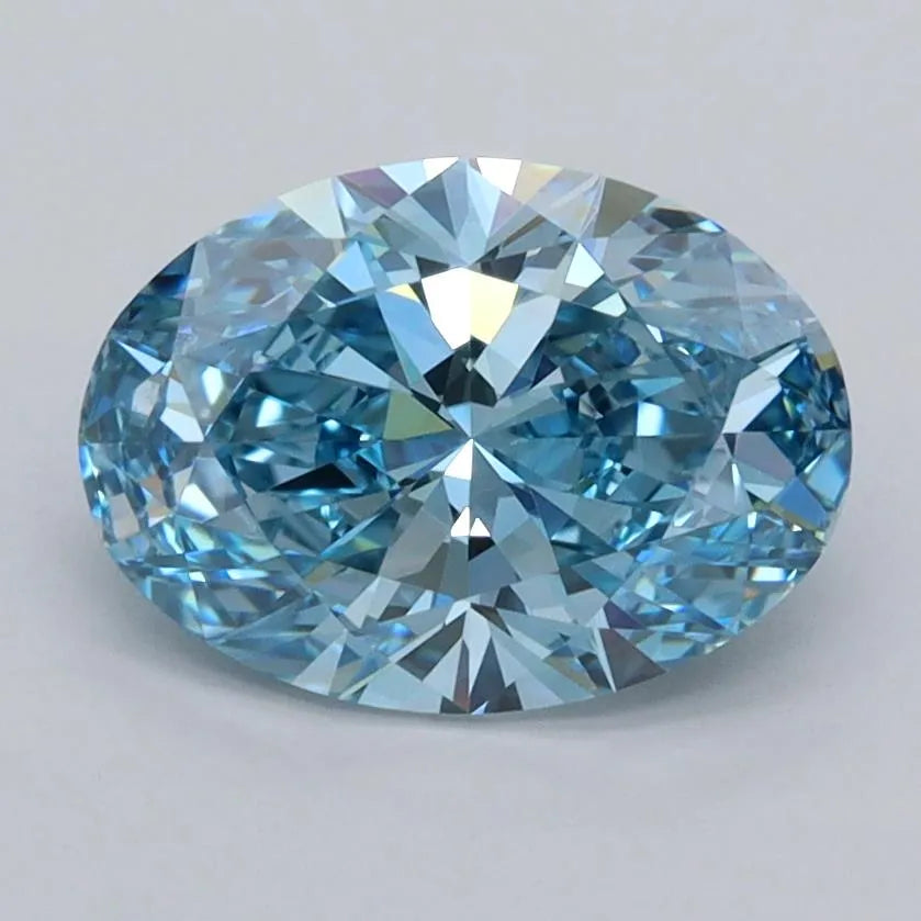 1.68ct Oval Lab Grown Diamond (Colour Fancy Vivid Blue, Clarity VVS1, IGI Certified)
