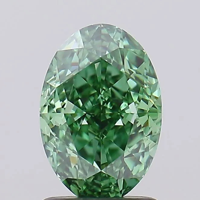 1.68ct Oval Lab Grown Diamond (Colour Fancy Vivid Green, Clarity VVS1, IGI Certified)