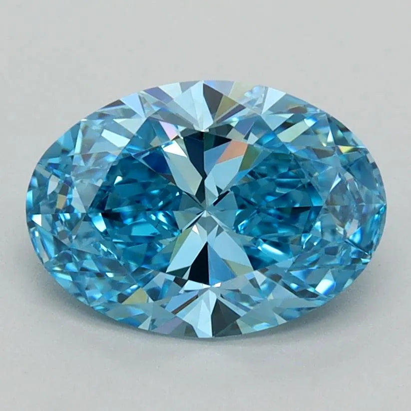 1.70ct Oval Lab Grown Diamond (Colour Fancy Vivid Blue, Clarity VVS2, IGI Certified)