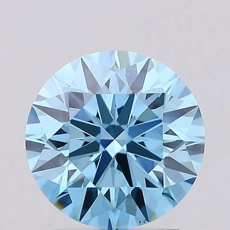 1.75ct Round Lab Grown Diamond (Colour Fancy Vivid Blue, Clarity VS1, Cut ID, IGI Certified)