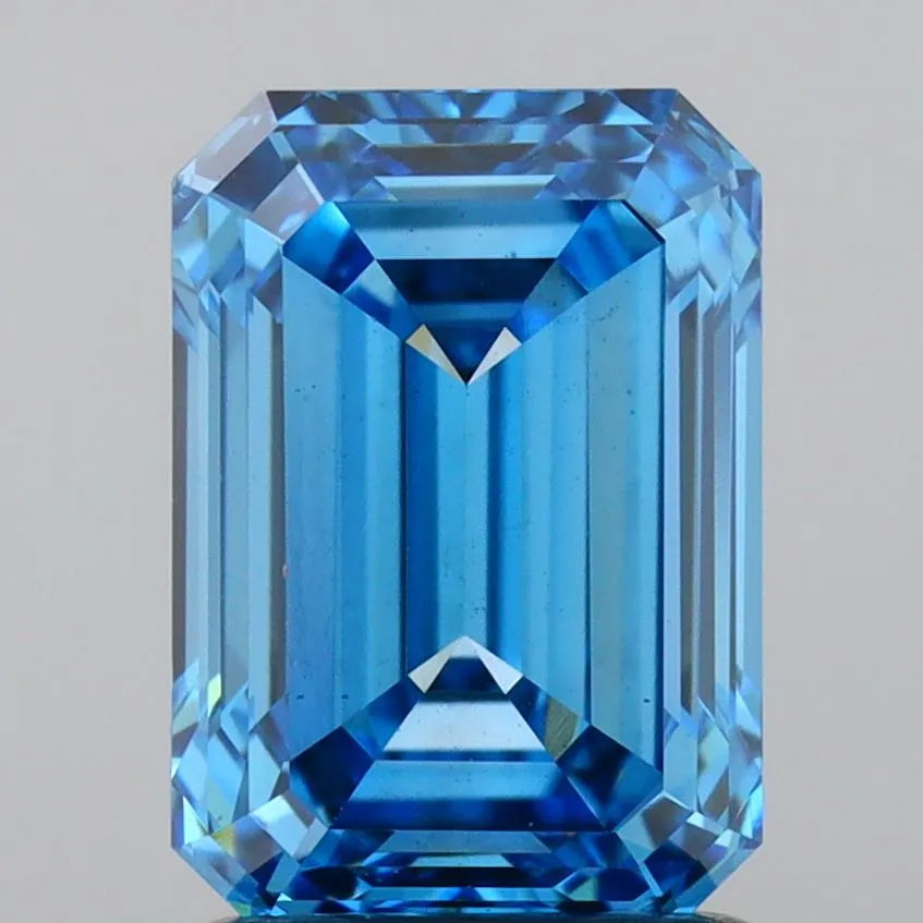 1.77ct Emerald Lab Grown Diamond (Colour Fancy Vivid Blue, Clarity VS2, IGI Certified)