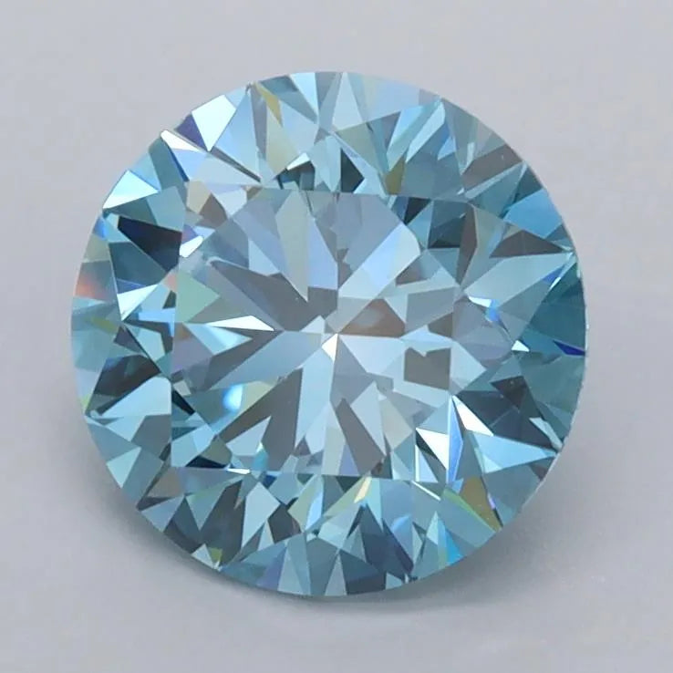 1.80ct Round Lab Grown Diamond (Colour Fancy Vivid Blue, Clarity VVS2, Cut ID, IGI Certified)