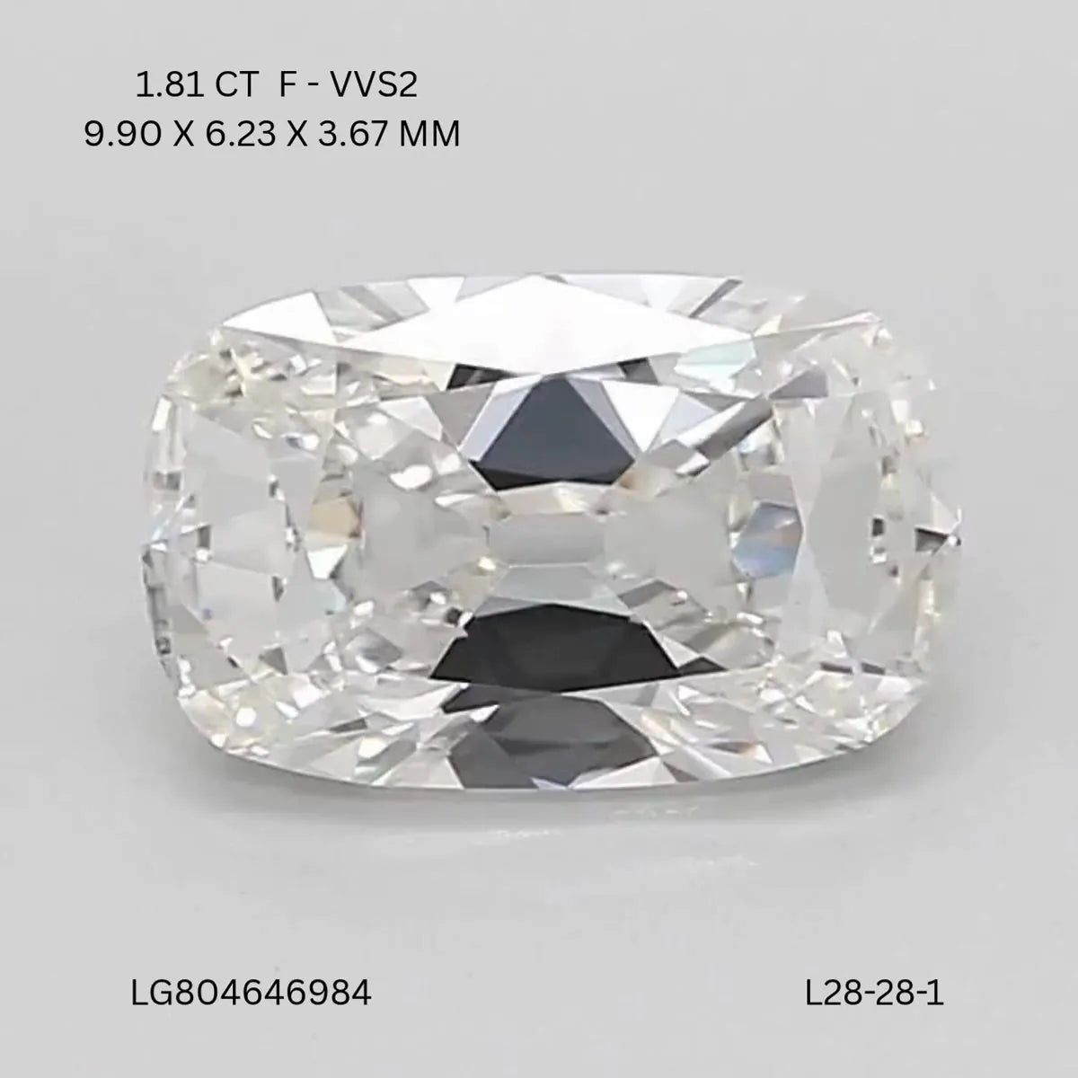 1.81ct Cushion brilliant Lab Grown Diamond (Colour F, Clarity VVS2, IGI Certified)