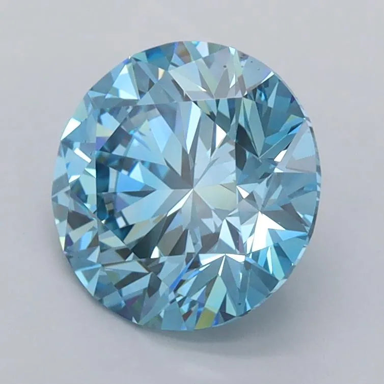1.81ct Round Lab Grown Diamond (Colour Fancy Vivid Blue, Clarity VVS2, Cut ID, IGI Certified)