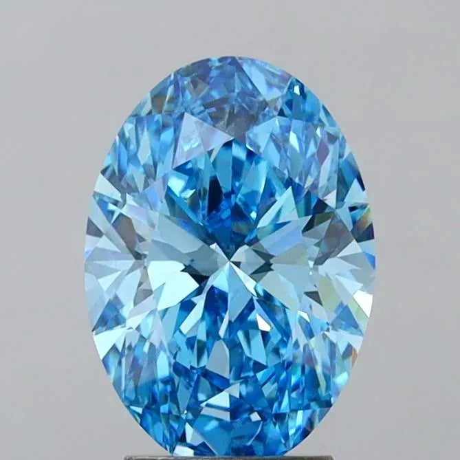 1.82ct Oval Lab Grown Diamond (Colour Fancy Vivid Blue, Clarity VS1, IGI Certified)