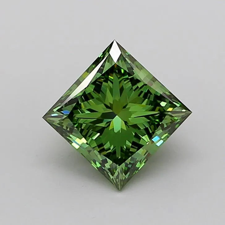 1.87ct Princess Lab Grown Diamond (Colour Fancy Vivid Green, Clarity VVS2, IGI Certified)