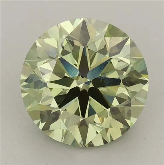 3.78ct Round Lab Grown Diamond (Colour Fancy Vivid Green, Clarity VVS2, Cut EX, IGI Certified)