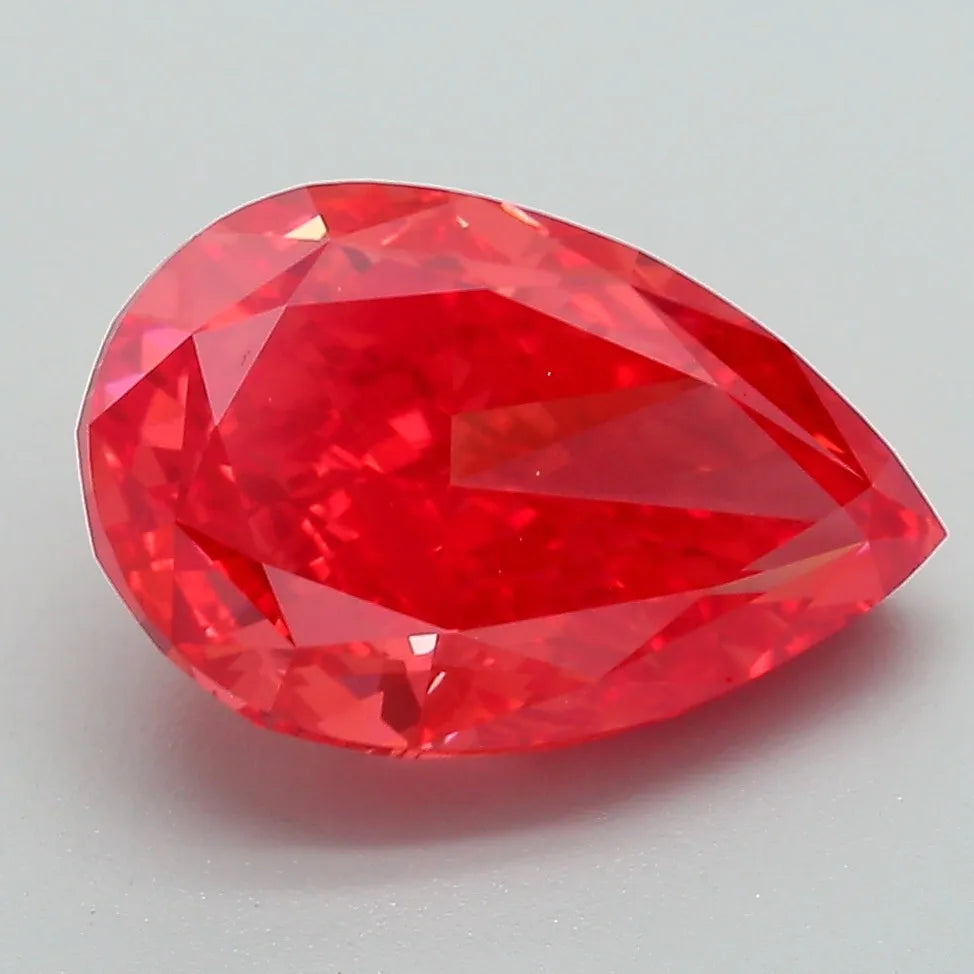 3.82ct Pear Lab Grown Diamond (Colour Fancy Vivid Red, Clarity VVS2, IGI Certified)