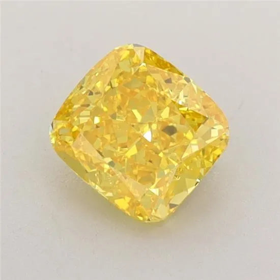 0.77ct Cushion brilliant Lab Grown Diamond (Colour Fancy Vivid Yellow, Clarity VVS2, IGI Certified)