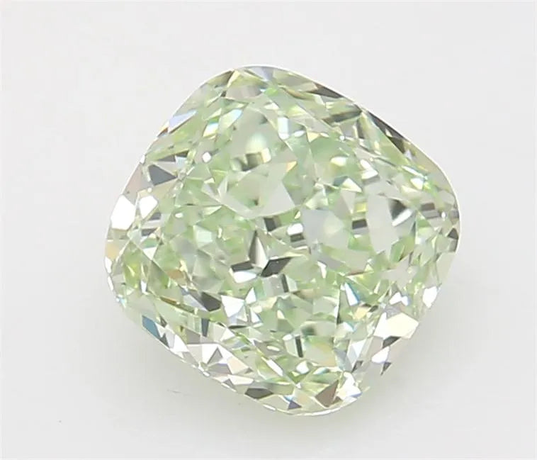 0.69ct Cushion modified Natural Diamond (Colour Fancy Yellowish Green, Clarity VS2, GIA Certified)