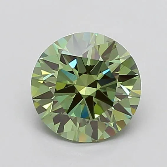 2.06ct Round Lab Grown Diamond (Colour Fancy Vivid Green, Clarity VVS2, Cut ID, IGI Certified)