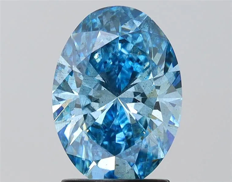 2.00ct Oval Lab Grown Diamond (Colour Fancy Vivid Blue, Clarity SI2, IGI Certified)