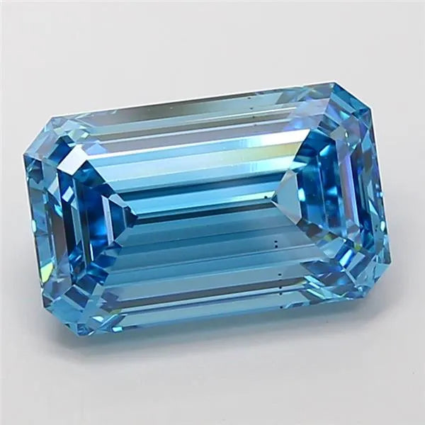 7.04ct Emerald Lab Grown Diamond (Colour Fancy Vivid Blue, Clarity VS2, IGI Certified)