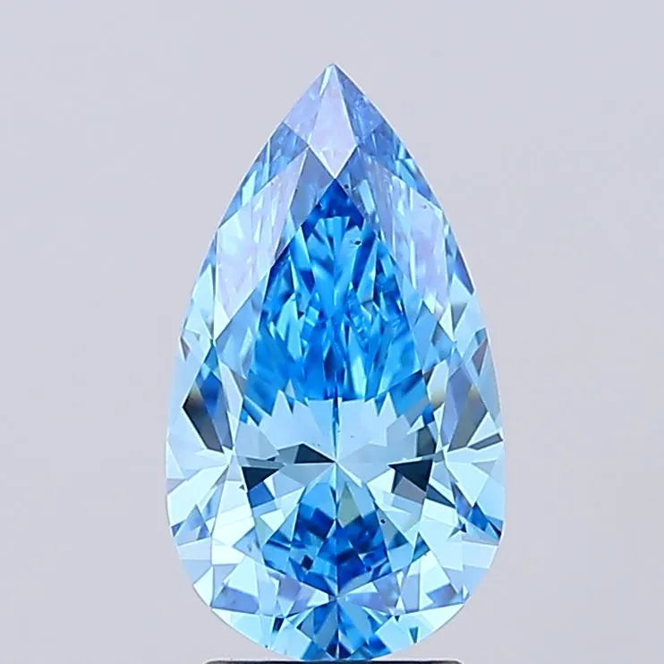 2.49ct Pear Lab Grown Diamond (Colour Fancy Vivid Blue, Clarity VS2, IGI Certified)