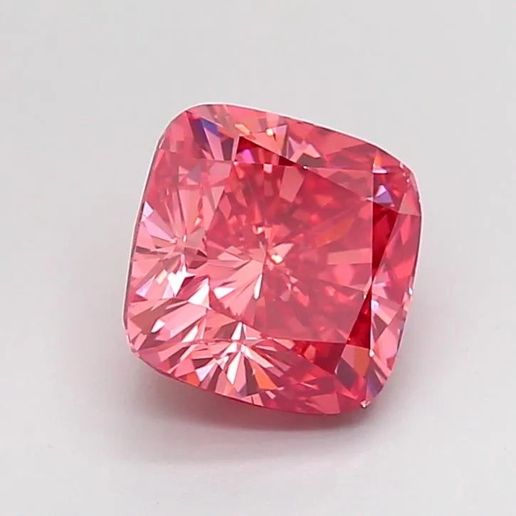 2.00ct Cushion brilliant Lab Grown Diamond (Colour Fancy Vivid Brownish Pink, Clarity VS2, IGI Certified)