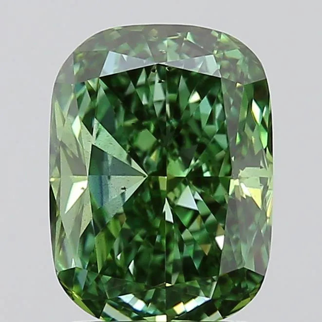 2.00ct Cushion modified Lab Grown Diamond (Colour Fancy Vivid Green, Clarity SI1, IGI Certified)