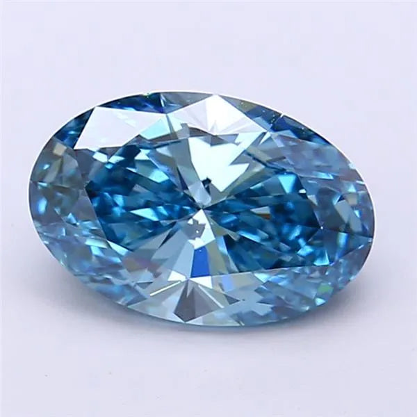 2.00ct Oval Lab Grown Diamond (Colour Fancy Vivid Blue, Clarity SI1, IGI Certified)