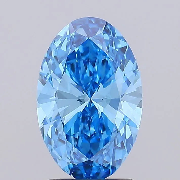 2.00ct Oval Lab Grown Diamond (Colour Fancy Vivid Blue, Clarity VVS2, IGI Certified)