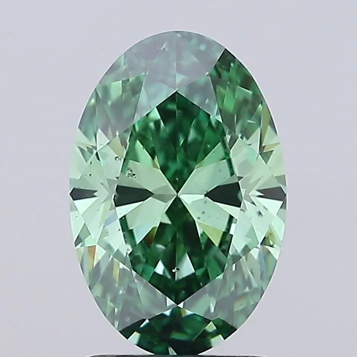 2.00ct Oval Lab Grown Diamond (Colour Fancy Vivid Green, Clarity SI1, IGI Certified)