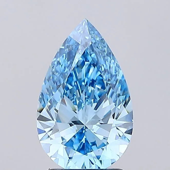 2.00ct Pear Lab Grown Diamond (Colour Fancy Vivid Blue, Clarity VVS1, IGI Certified)
