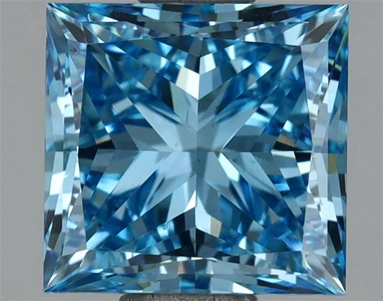 2.00ct Princess Lab Grown Diamond (Colour Fancy Vivid Blue, Clarity VS1, IGI Certified)