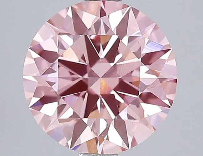 2.00ct Round Lab Grown Diamond (Colour Fancy Vivid Pink, Clarity VS1, Cut ID, IGI Certified)