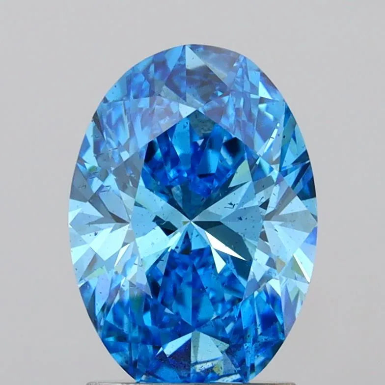 2.01ct Oval Lab Grown Diamond (Colour Fancy Vivid Blue, Clarity SI2, IGI Certified)