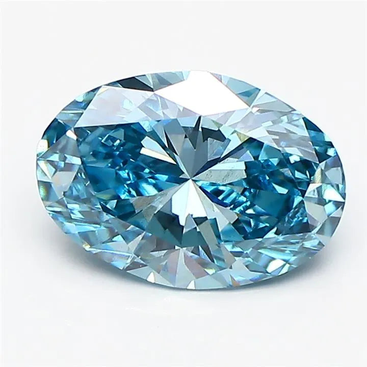 2.01ct Oval Lab Grown Diamond (Colour Fancy Vivid Blue, Clarity VS2, IGI Certified)