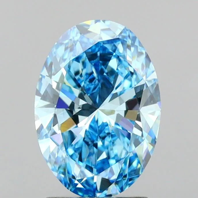 2.01ct Oval Lab Grown Diamond (Colour Fancy Vivid Blue, Clarity VVS2, IGI Certified)