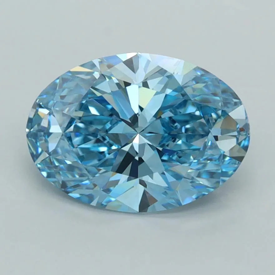 2.01ct Oval Lab Grown Diamond (Colour Fancy Vivid Blue, Clarity VVS2, IGI Certified)