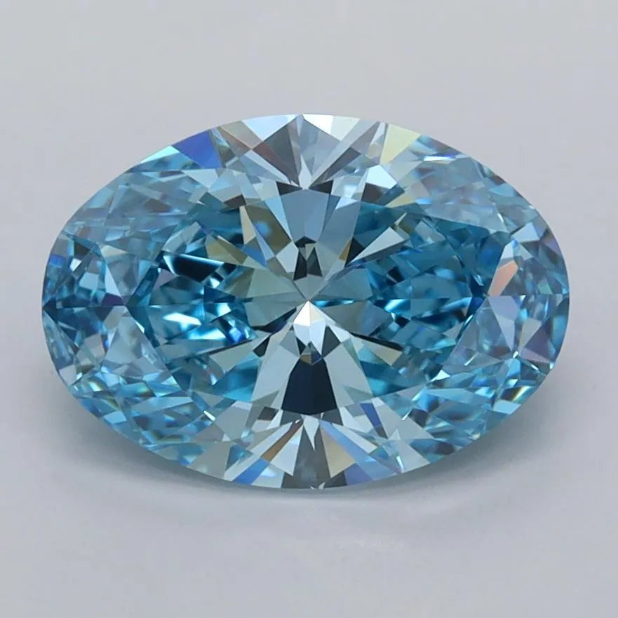 2.02ct Oval Lab Grown Diamond (Colour Fancy Vivid Blue, Clarity VVS1, IGI Certified)