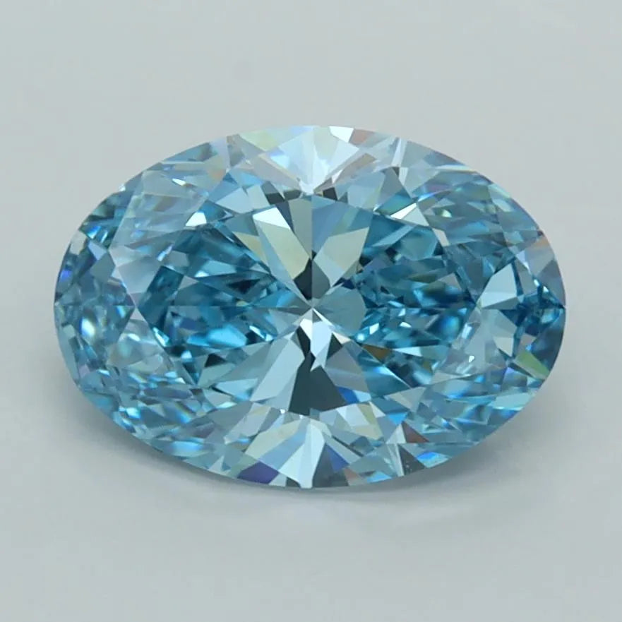 2.02ct Oval Lab Grown Diamond (Colour Fancy Vivid Blue, Clarity VVS1, IGI Certified)