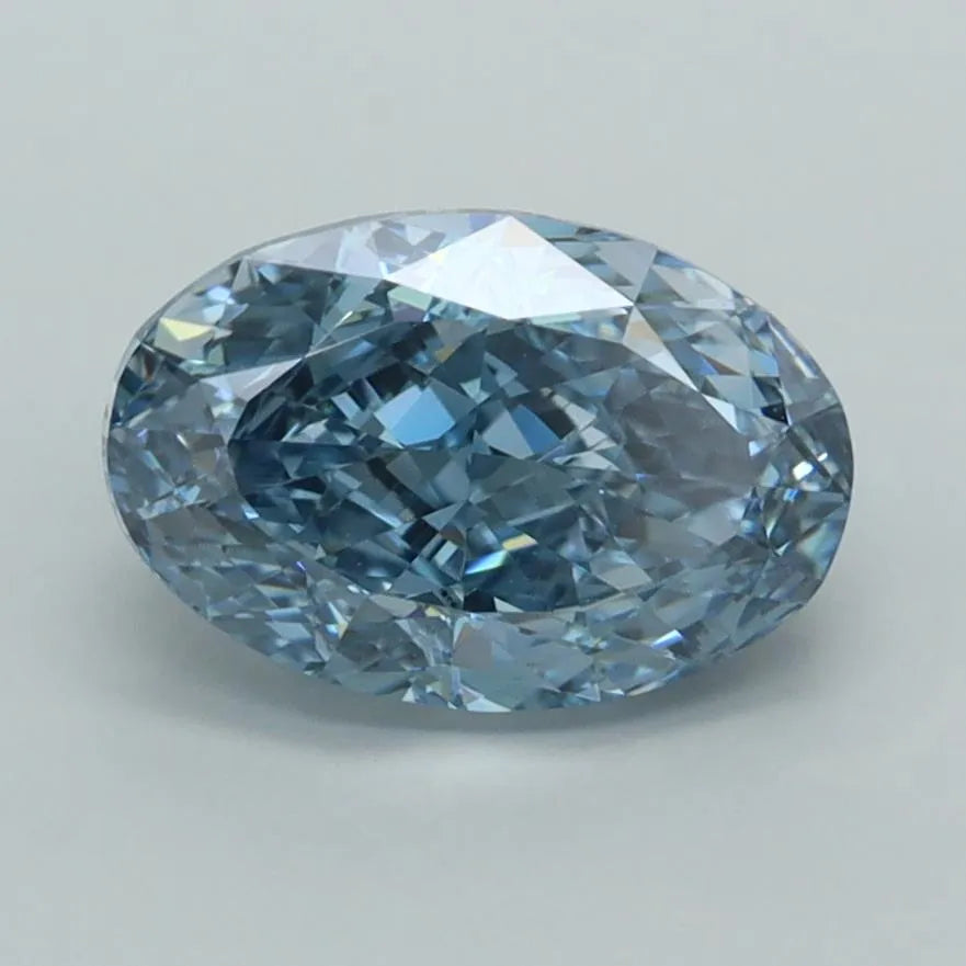 2.04ct Oval Lab Grown Diamond (Colour Fancy Vivid Blue, Clarity IF, IGI Certified)