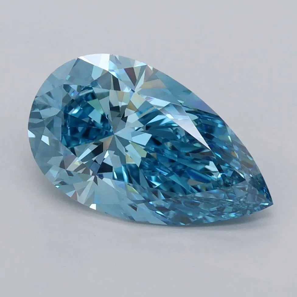 2.04ct Pear Lab Grown Diamond (Colour Fancy Vivid Blue, Clarity VVS1, IGI Certified)