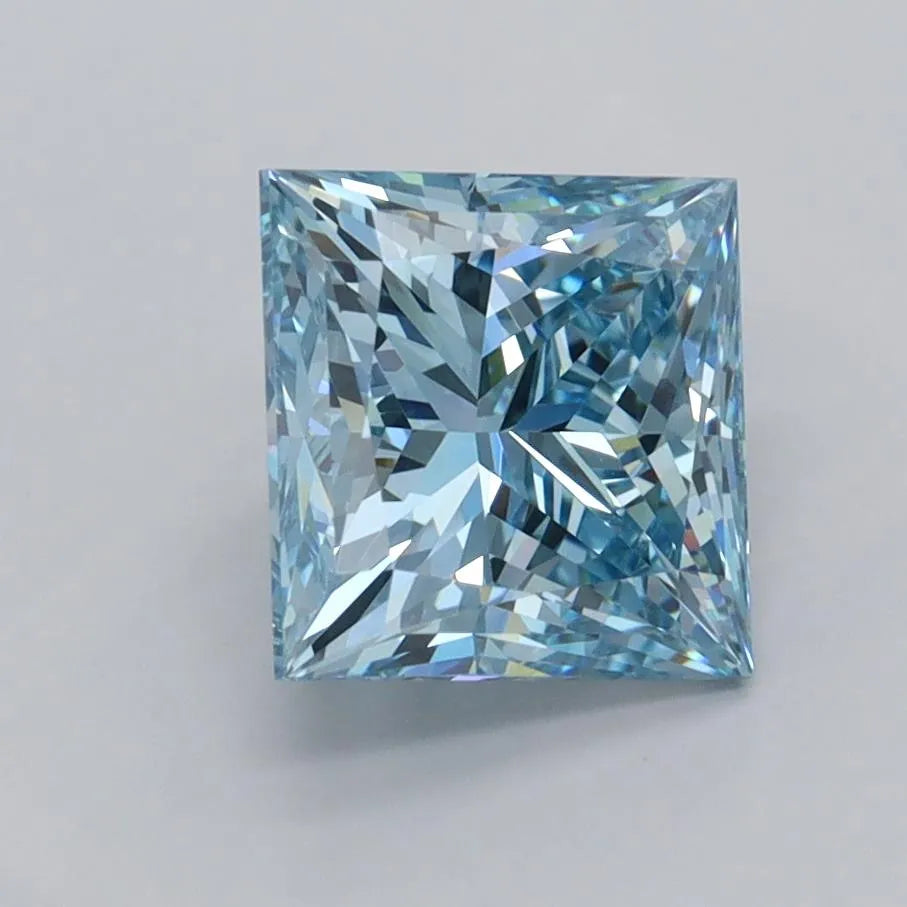 2.04ct Princess Lab Grown Diamond (Colour Fancy Vivid Blue, Clarity VVS1, IGI Certified)