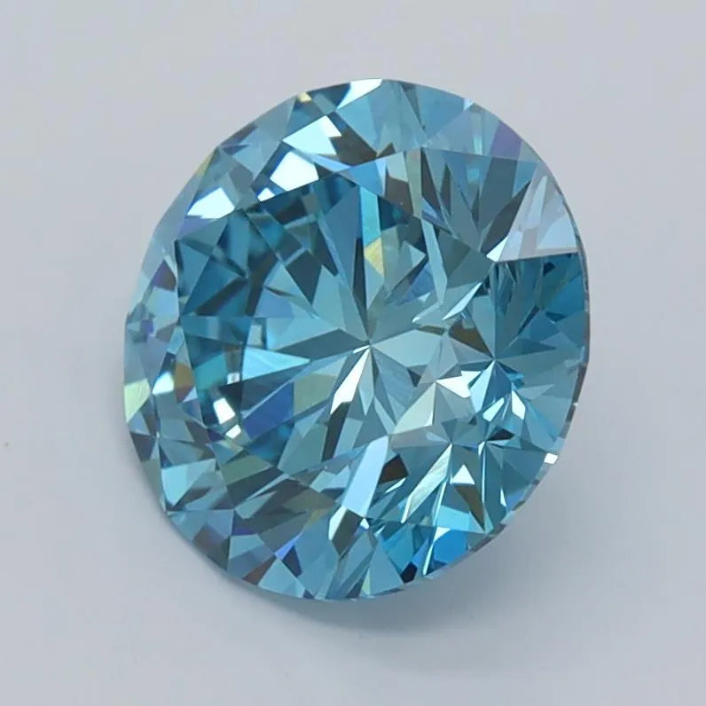 2.04ct Round Lab Grown Diamond (Colour Fancy Vivid Blue, Clarity VVS2, Cut ID, IGI Certified)