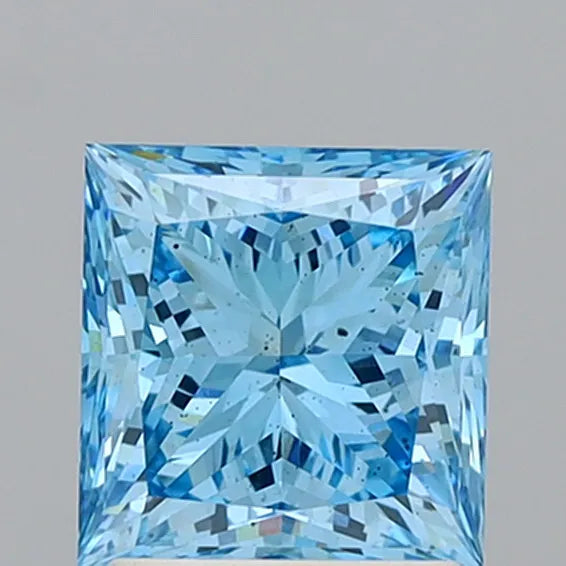 2.05ct Princess Lab Grown Diamond (Colour Fancy Vivid Blue, Clarity SI1, IGI Certified)