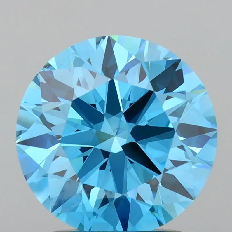 2.05ct Round Lab Grown Diamond (Colour Fancy Vivid Blue, Clarity VS1, Cut ID, IGI Certified)