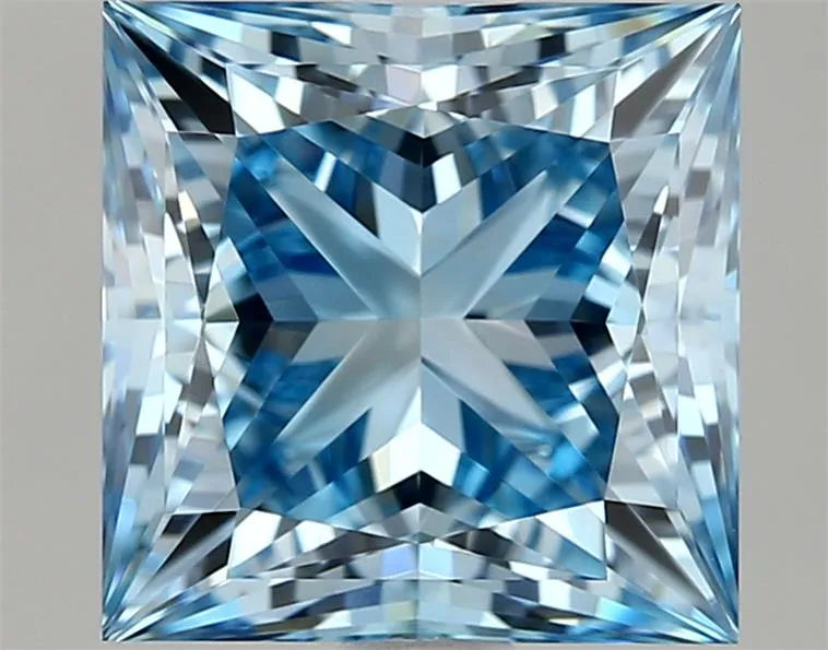 2.06ct Princess Lab Grown Diamond (Colour Fancy Vivid Blue, Clarity VVS1, IGI Certified)