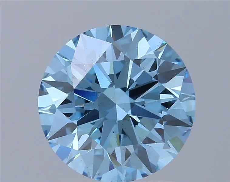 2.07ct Round Lab Grown Diamond (Colour Fancy Vivid Blue, Clarity VS1, Cut ID, IGI Certified)