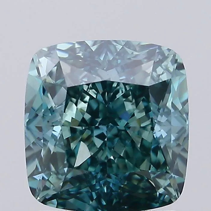 2.08ct Cushion modified Lab Grown Diamond (Colour Fancy Vivid Blueish Green, Clarity VS1, IGI Certified)