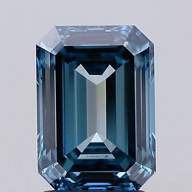 2.08ct Emerald Lab Grown Diamond (Colour Fancy Vivid Blue, Clarity VS2, IGI Certified)