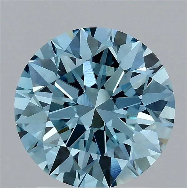 2.09ct Round Lab Grown Diamond (Colour Fancy Vivid Blue, Clarity VVS2, Cut EX, IGI Certified)