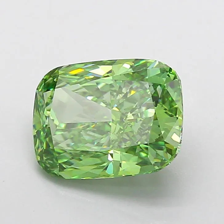 2.10ct Cushion modified Lab Grown Diamond (Colour Fancy Vivid Green, Clarity VVS2, IGI Certified)