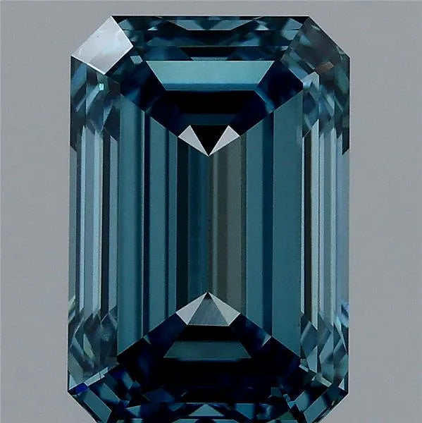 2.11ct Emerald Lab Grown Diamond (Colour Fancy Vivid Blue, Clarity VVS2, IGI Certified)