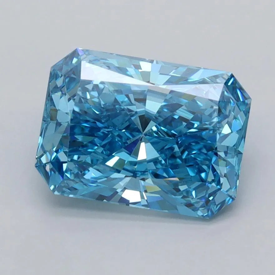 2.13ct Radiant Lab Grown Diamond (Colour Fancy Vivid Blue, Clarity VVS2, IGI Certified)