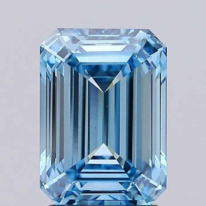 2.14ct Emerald Lab Grown Diamond (Colour Fancy Vivid Blue, Clarity VS1, IGI Certified)