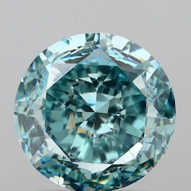 2.20ct Round Lab Grown Diamond (Colour Fancy Vivid Blueish Green, Clarity VVS2, IGI Certified)