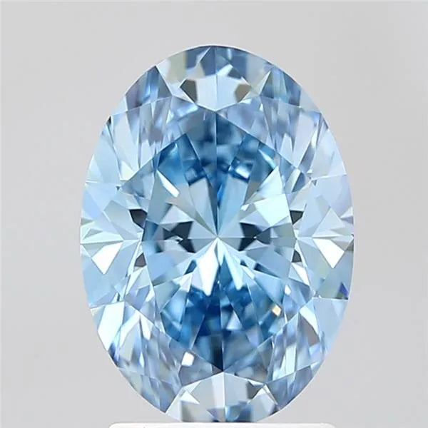 2.21ct Oval Lab Grown Diamond (Colour Fancy Vivid Blue, Clarity VS1, IGI Certified)